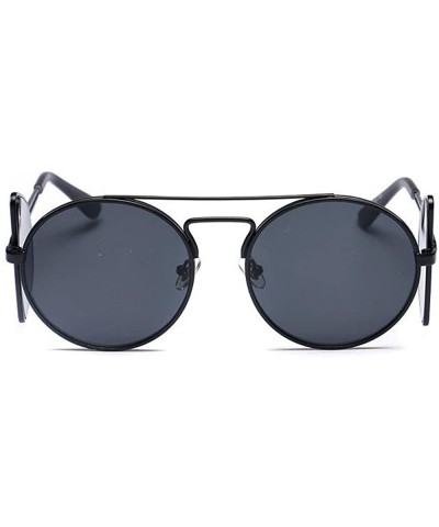 Round Steampunk sunglasses round frame glasses street shooting - Black Color - CK12JKENB6D $21.54