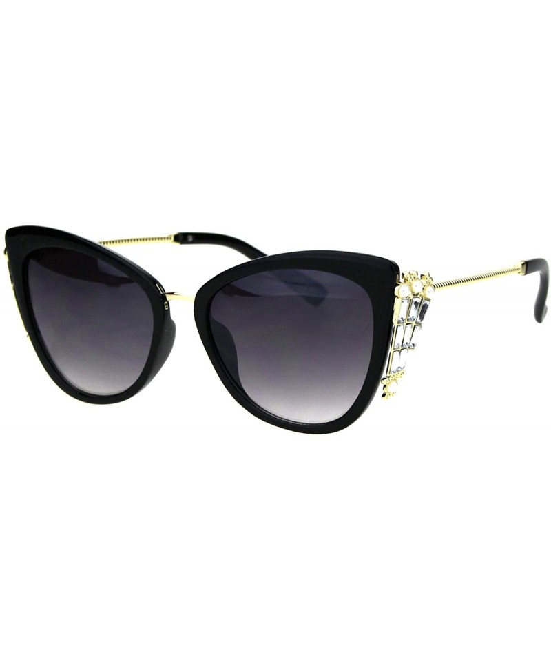Butterfly Womens Butterfly Frame Sunglasses Jeweled Side Fashion Shades UV 400 - Black (Smoke) - C318QXEISEH $13.70