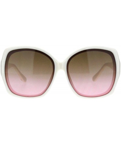 Oversized Womens Mod Oversize Plastic Butterfly Chic Sunglasses - White Brown Pink - CW18MGRMSND $12.99