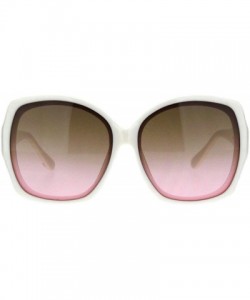 Oversized Womens Mod Oversize Plastic Butterfly Chic Sunglasses - White Brown Pink - CW18MGRMSND $12.99