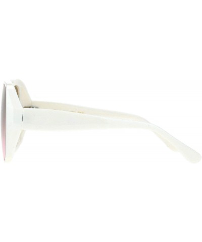 Oversized Womens Mod Oversize Plastic Butterfly Chic Sunglasses - White Brown Pink - CW18MGRMSND $12.99