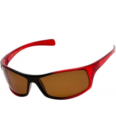 Sport Polarized Wrap Around Sports Sunglasses - Red - Amber - CA18CSWGT4M $24.16