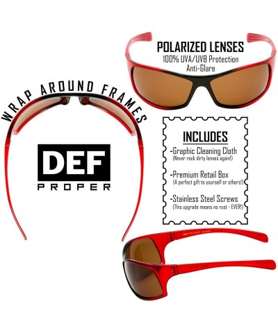 Sport Polarized Wrap Around Sports Sunglasses - Red - Amber - CA18CSWGT4M $10.04