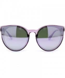 Oversized Womens Round Polarized Oversize Cat Eye Chic Plastic Retro Sunglasses - Purple Mirror - CK192AMLYXR $13.18
