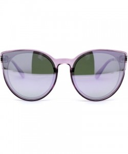 Oversized Womens Round Polarized Oversize Cat Eye Chic Plastic Retro Sunglasses - Purple Mirror - CK192AMLYXR $13.18