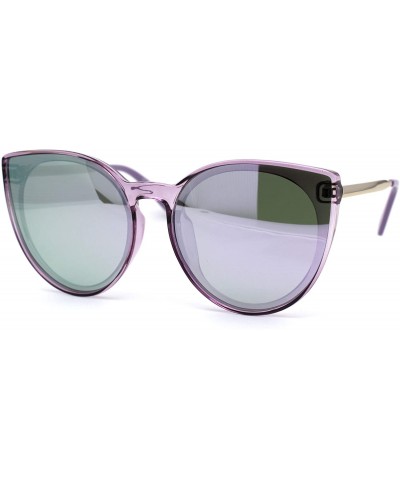 Oversized Womens Round Polarized Oversize Cat Eye Chic Plastic Retro Sunglasses - Purple Mirror - CK192AMLYXR $13.18
