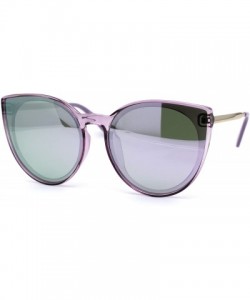 Oversized Womens Round Polarized Oversize Cat Eye Chic Plastic Retro Sunglasses - Purple Mirror - CK192AMLYXR $13.18