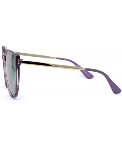 Oversized Womens Round Polarized Oversize Cat Eye Chic Plastic Retro Sunglasses - Purple Mirror - CK192AMLYXR $13.18