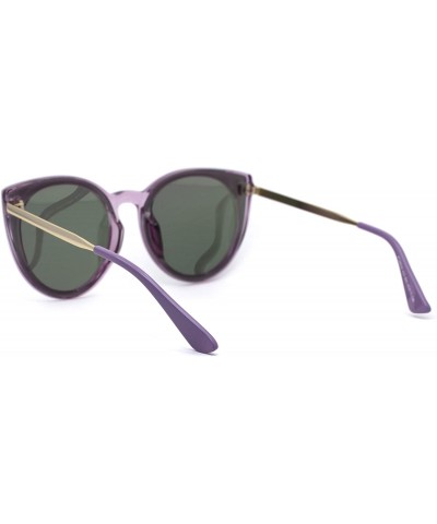 Oversized Womens Round Polarized Oversize Cat Eye Chic Plastic Retro Sunglasses - Purple Mirror - CK192AMLYXR $13.18