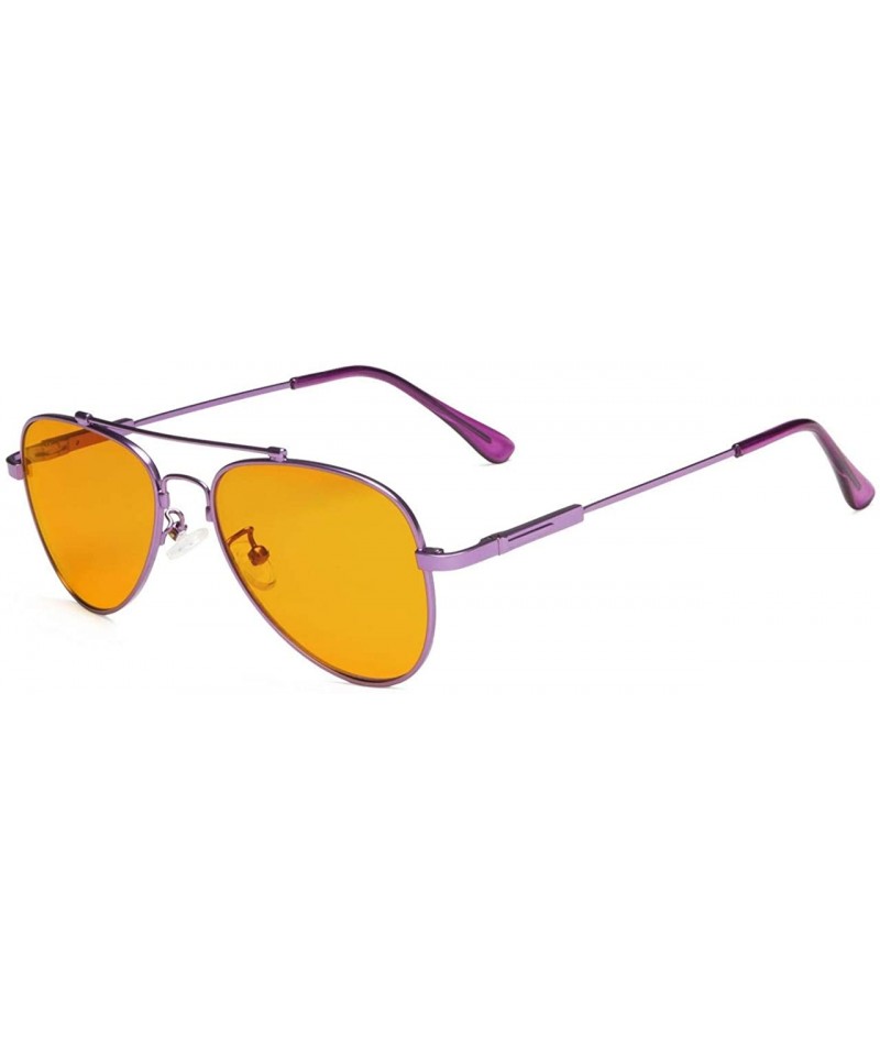 Aviator Anti Blue Light Glasses for Kids Computer Eyeglasses Pilot Style Memory Frame - Purple-m - CA18IRGELO7 $26.04