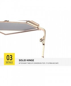 Oval Retro Flip Up Sunglasses-Polarized Geometric Sunglasses-Metal Frame Mirror Lens - B - C7190O32WAS $36.11