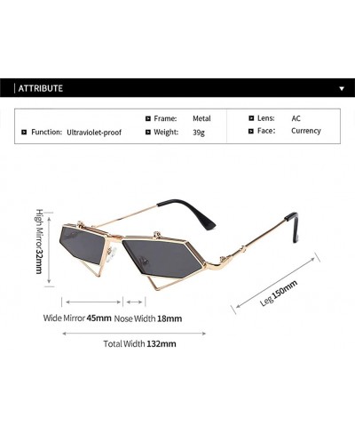 Oval Retro Flip Up Sunglasses-Polarized Geometric Sunglasses-Metal Frame Mirror Lens - B - C7190O32WAS $36.11