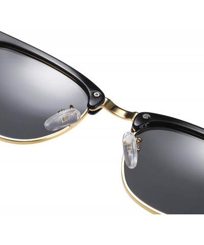 Sport Semi Rimless HD Polarized Sunglasses for Women Men Retro Sun Glasses UV400 Protection - B - CE197AZONW9 $12.13