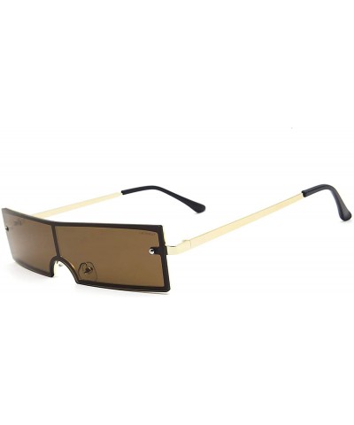 Sport Women's Fashion Rectangular Sunglasses UV 400 Proctection - Golden Frame Brown Lens - CJ18SWCK3SN $11.22