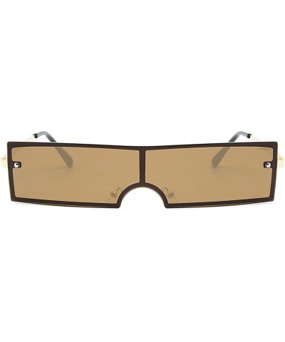 Sport Women's Fashion Rectangular Sunglasses UV 400 Proctection - Golden Frame Brown Lens - CJ18SWCK3SN $11.22