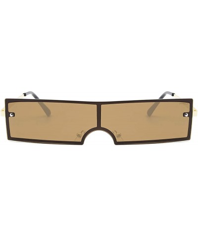 Sport Women's Fashion Rectangular Sunglasses UV 400 Proctection - Golden Frame Brown Lens - CJ18SWCK3SN $11.22