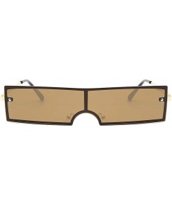 Sport Women's Fashion Rectangular Sunglasses UV 400 Proctection - Golden Frame Brown Lens - CJ18SWCK3SN $11.22
