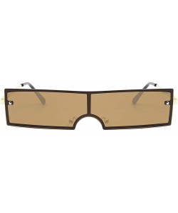 Sport Women's Fashion Rectangular Sunglasses UV 400 Proctection - Golden Frame Brown Lens - CJ18SWCK3SN $11.22