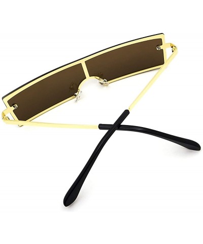 Sport Women's Fashion Rectangular Sunglasses UV 400 Proctection - Golden Frame Brown Lens - CJ18SWCK3SN $11.22