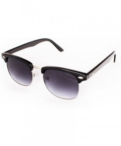 Square Sunglasses in Black - Half Frame With Metal Details - Retro Classic Men's Women's - CK12H4USUYX $20.18