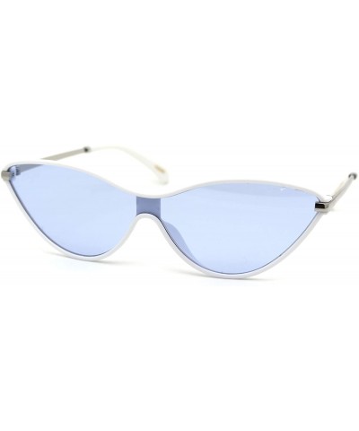 Cat Eye Womens Mod Shield Cat Eye Plastic Sunglasses - White Blue - CY18X4RNLSQ $18.67