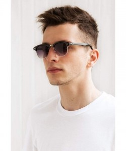 Square Sunglasses in Black - Half Frame With Metal Details - Retro Classic Men's Women's - CK12H4USUYX $20.18