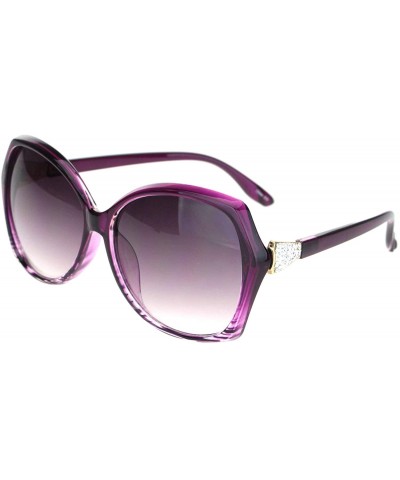 Oversized Womens Jewel Rhinestone Hinge Bling Butterfly Sunglasses - Purple Gradient Purple - CU18O9NUDCG $14.41