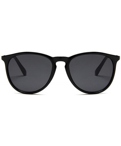 Oval Retro Sunglasses Women Men 2020 Er Round Sun Glasses Mirror Lens Man Lady Male Oculos De Sol Eyewear - Matt Black - CS19...