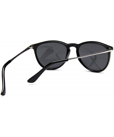 Oval Retro Sunglasses Women Men 2020 Er Round Sun Glasses Mirror Lens Man Lady Male Oculos De Sol Eyewear - Matt Black - CS19...