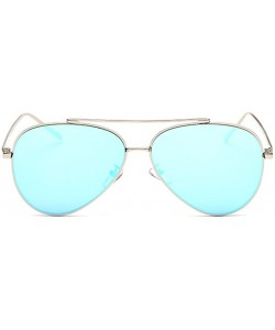 Oval Unisex Polarized Sunglasses Thin Frame colorful Lens UV400 protection - Gold/Biue - CG128ECGPID $13.36