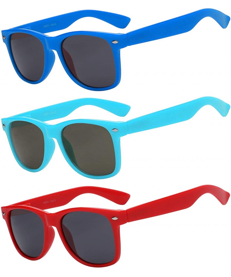 Rectangular Set of 3 pairs Retro Style Vintage Sunglasses Smoke Lens 3 Pack Colored - CJ17YKHQMS0 $18.23