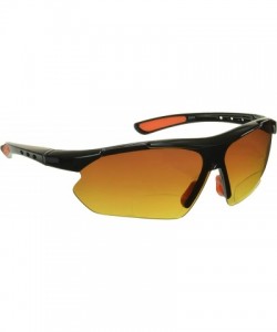 Rimless Bifocal Sunglasses Rimless Wraparound - Black Orange - CS18HR4D6EG $13.51