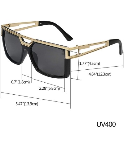 Oversized Sunglasses for Men Brushed Metal Frame Rubber Legs-Light Weight - Black - CM18OZY6E5R $10.22