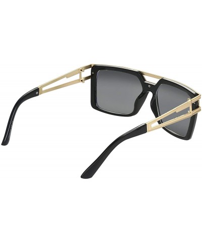 Oversized Sunglasses for Men Brushed Metal Frame Rubber Legs-Light Weight - Black - CM18OZY6E5R $10.22