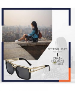 Oversized Sunglasses for Men Brushed Metal Frame Rubber Legs-Light Weight - Black - CM18OZY6E5R $10.22