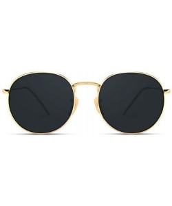 Oval Reflective Lens Round Trendy Sunglasses - Gold Frame / Black Lens - C3183KIT0R3 $26.11