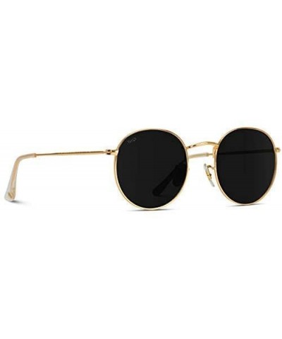 Oval Reflective Lens Round Trendy Sunglasses - Gold Frame / Black Lens - C3183KIT0R3 $48.75