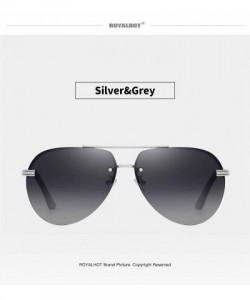Oval Mens Aviator Sunglasses Polarized Alloy Frame for Driving Fishing Golf UV 400 Protection - Silver Grey - C318AYR6TKX $16.93