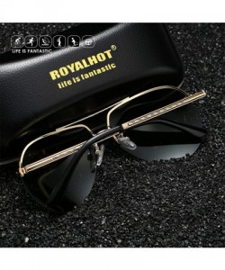 Oval Mens Aviator Sunglasses Polarized Alloy Frame for Driving Fishing Golf UV 400 Protection - Silver Grey - C318AYR6TKX $16.93