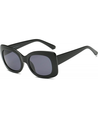 Rectangular Women Retro Vintage Round Rectangular Oversized Fashion Sunglasses - Black - CN18WSEKH8T $21.19