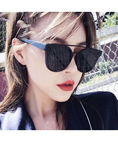 Oversized Vintage Sunglasses Women Luxury Plastic Ocean Lens Sun Glasses Classic - Black Gray - CO18WD7008D $25.49