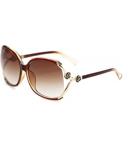 Sport Classic Retro Flowers Sunglasses for Women PC Resin UV 400 Protection Sunglasses - Transparent Brown - CH18SAT4SCW $17.72