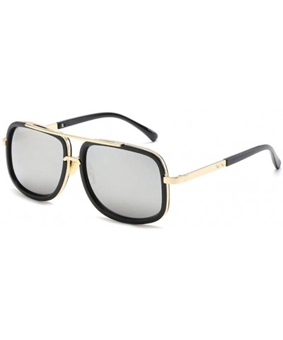 Wrap Men Women Square Large Frame Vintage Mirrored Sunglasses Eyewear Outdoor Sports Glasses - F - CD18SQYQ6HH $22.55