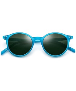 Round Vintage Polarized Sunglasses for Women - 100% UV400 Protection Acetate Frame 9116 - CT18TI2QTHH $26.15
