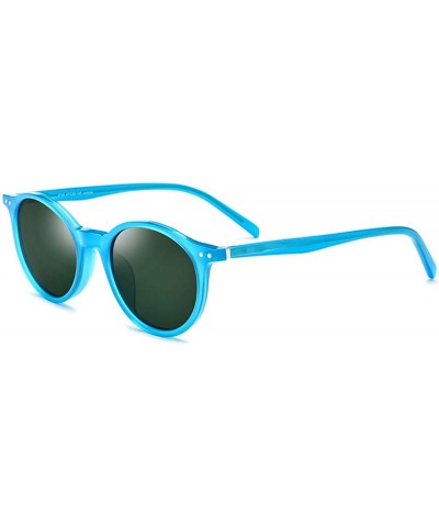 Round Vintage Polarized Sunglasses for Women - 100% UV400 Protection Acetate Frame 9116 - CT18TI2QTHH $26.15