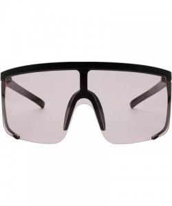 Shield Oversized Super Shield Colorful Translucent Lens Sunglasses Retro Flat Top 80's Frame Rave Shades - Pink Lens - CW1967...
