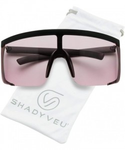 Shield Oversized Super Shield Colorful Translucent Lens Sunglasses Retro Flat Top 80's Frame Rave Shades - Pink Lens - CW1967...