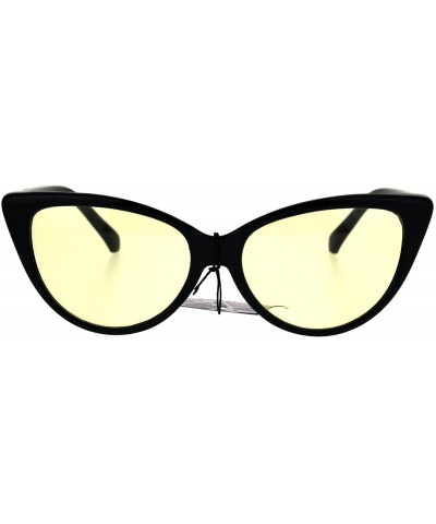 Cat Eye Pop Color Lens Gothic Narrow Cat Eye Womens Black Sunglasses Yellow - CV1869Z569U $20.35