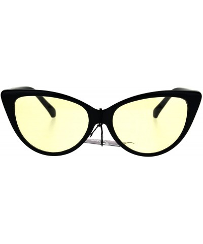 Cat Eye Pop Color Lens Gothic Narrow Cat Eye Womens Black Sunglasses Yellow - CV1869Z569U $12.72