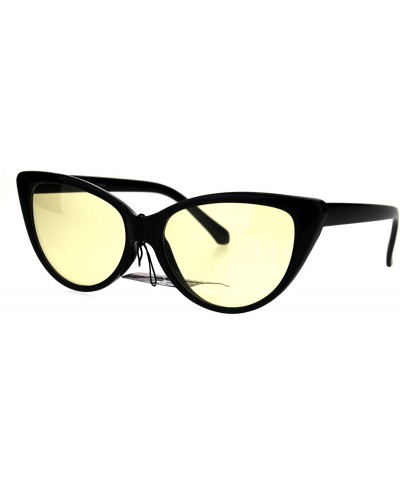 Cat Eye Pop Color Lens Gothic Narrow Cat Eye Womens Black Sunglasses Yellow - CV1869Z569U $12.72